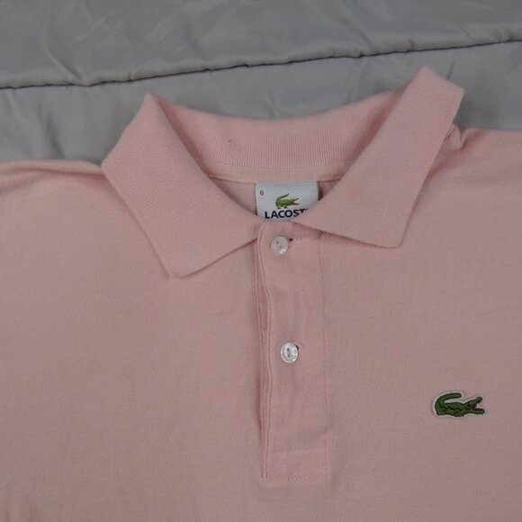 Lacoste Polo Shirt Large Size 6 Pink Green Crocodile Outdoors Tennis Mens - Picture 2 of 7